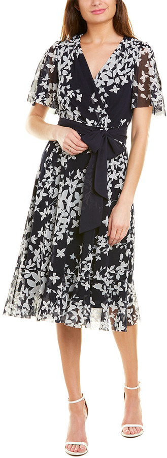 jessica howard illusion ruched waist midi dress