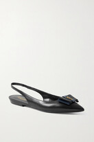 Thumbnail for your product : Saint Laurent Anais Bow-embellished Leather Slingback Point-toe Flats