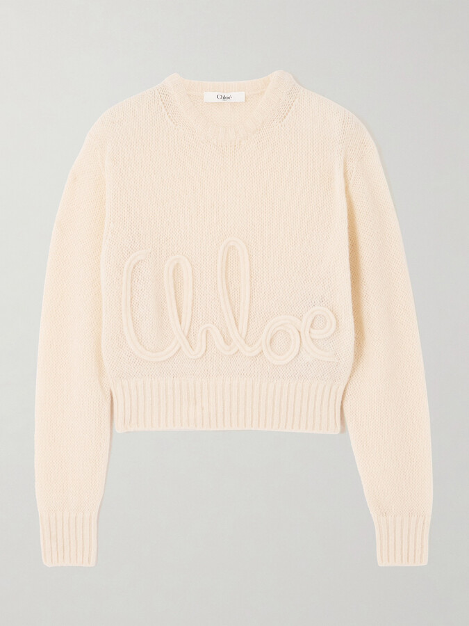 Chloé Embroidered Alpaca And Silk-blend Sweater - Cream