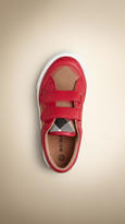 Thumbnail for your product : Burberry House Check Suede Trim Trainers