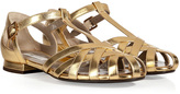 Thumbnail for your product : Marc Jacobs Strappy Flat Leather Sandals in Gold