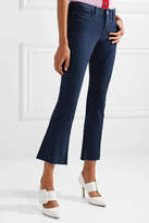 Thumbnail for your product : L'Agence The Charlie Cropped Frayed Low-rise Flared Jeans - Dark denim