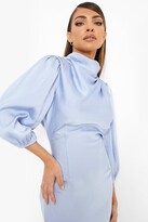 Thumbnail for your product : boohoo Satin Cowl Neck Blouson Sleeve Midi Dress