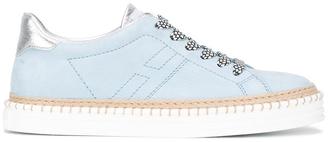 Hogan lace up trainers - women - Leather/Straw/rubber - 37.5