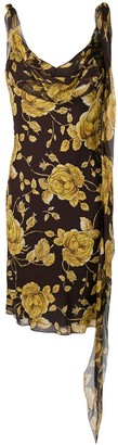 Christian Dior 2005 Pre-Owned Floral-Print Cowl Neck Dress