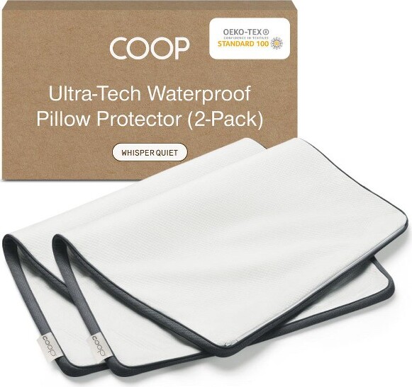 Coop Home Goods CoopHomeGoods20"x30"ZipperedWaterproofPillowProtectorforMemoryFoamBedPillows-OEKO-TEXCertified,MachineWashable-QueenWhite(2Pack)