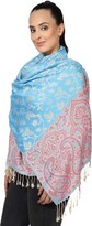 Thumbnail for your product : World of Shawls Ladies Floral Paisley Bordered Pashmina Feel Shawl Scarf Wrap Stole Luxuriously Warm Soft and Silky Touch (Turquoise_SN78)