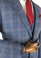 Thumbnail for your product : Torre Navy With Brown Prince Of Wales Check Tweed Suit Jacket