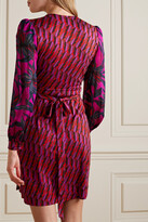 Thumbnail for your product : Diane von Furstenberg Gala Belted Printed Silk Mini Wrap Dress - Purple