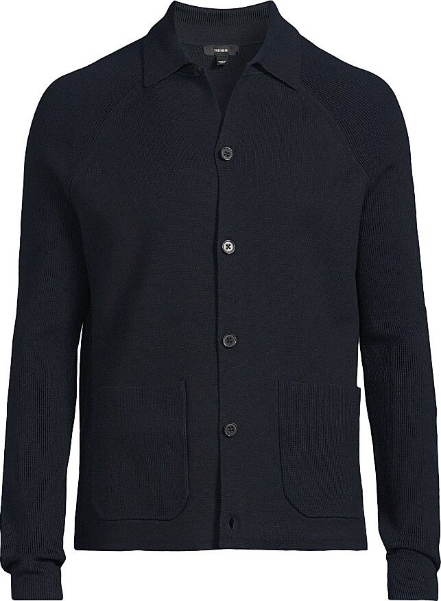Reiss Men's Fitzgerald Button-Front Cardigan - Navy Blue - Size Small