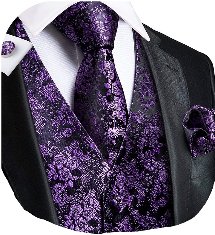 mens purple vest and tie