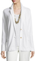 Thumbnail for your product : Joan Vass Two-Button Pique Blazer, White, Plus Size