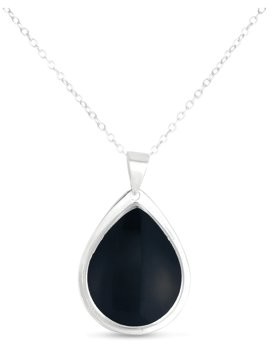 Forever New Onyx Sterling Silver Teardrop Pendant, 18"