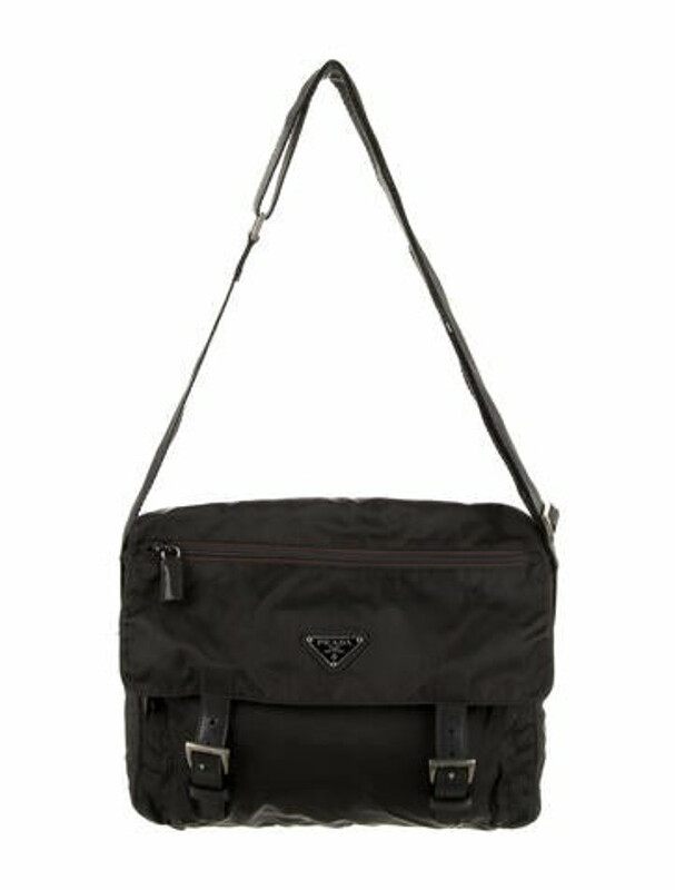 Prada LeatherTrimmed Tessuto Messenger Bag Grey ShopStyle