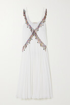 Thumbnail for your product : Christopher Kane Bead-embellished Pleated Georgette Midi Dress - Off-white