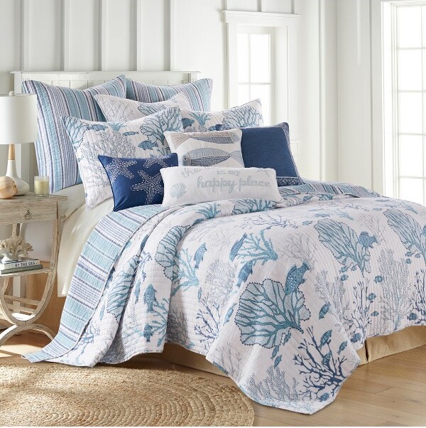 Levtex Home LaceySeaQuiltSet-Full/QueenQuiltandTwoStandardPillowShamsBlue-LevtexHome