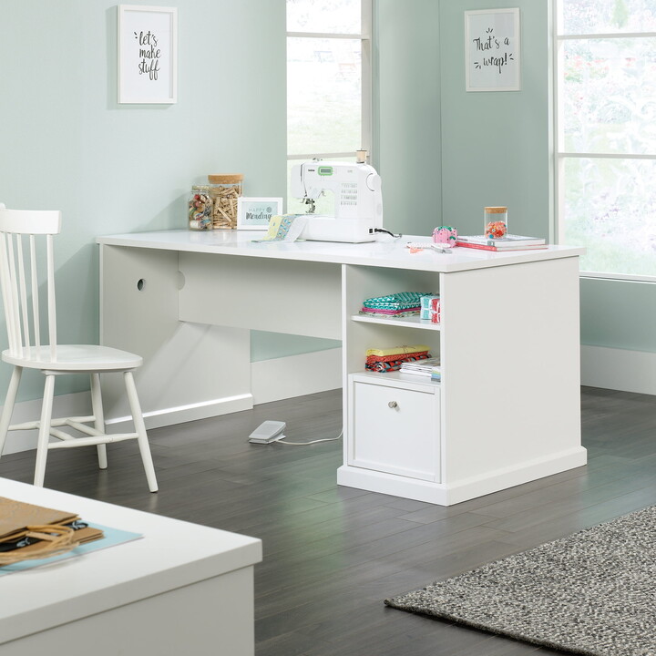 Better Homes & Gardens Craft Form Craft Table with Hutch, White Finish