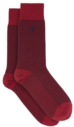 London Sock Company - Bond St. Herringbone Cotton-blend Socks - Burgundy