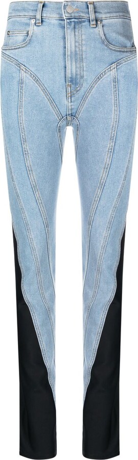 Thierry Mugler High-Rise Panelled Skinny Jeans - ShopStyle