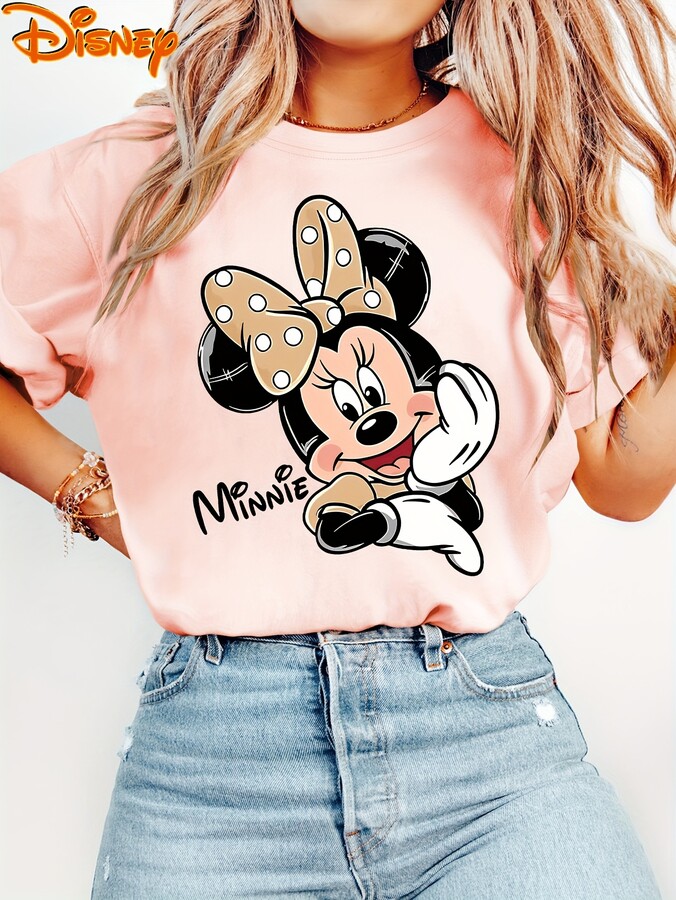 Disney Minnie Mouse T-Shirt Women & apos;s Men Cotton Casual Girl Tee Vacation Unisex Trendy Oversize Birthday Gift O-Neck Short Sleeve