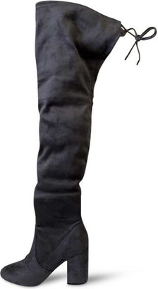 Grey Suede Knee High Boots