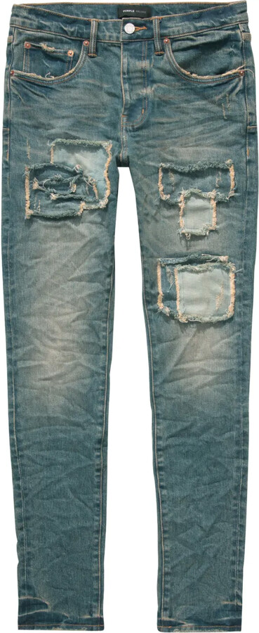 Purple Brand Low-Rise Distressed Skinny Jeans
