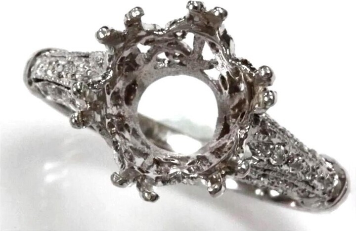 Etsy 0.5 Ctw Natural Diamond Semi Mount Engagement Ring/Solid 14K 18K Gold/ Filigree Hand Engraved Ring/ Crown Setting For Round Cut Stone
