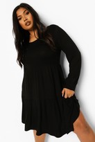 Thumbnail for your product : boohoo Plus Tiered Jersey Smock Dress