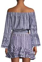 Thumbnail for your product : Parker Georgina Stripe Off-The-Shoulder Bell-Sleeve Crop Top