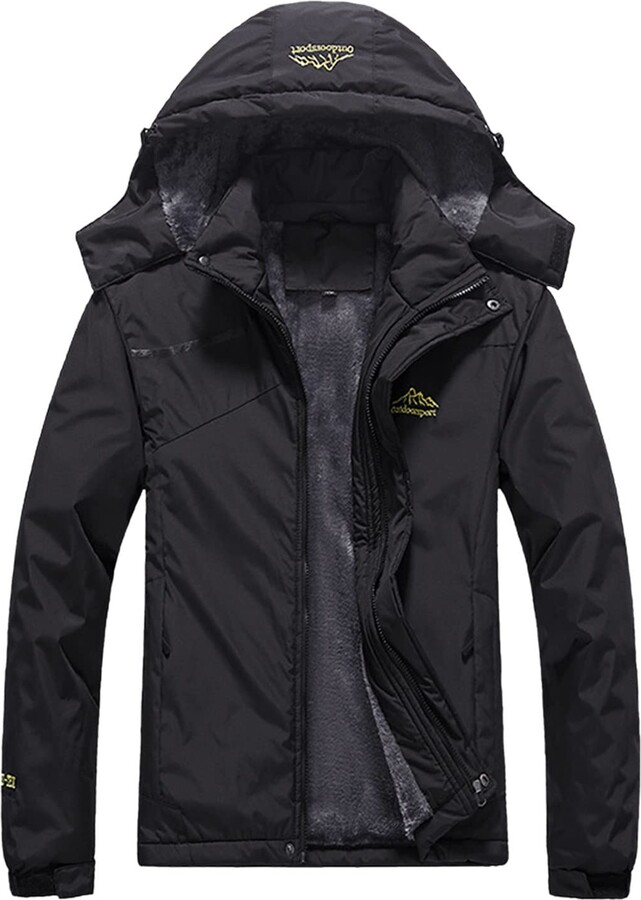 HULKAY Men's Winter Fleece Lined Water-Resistant Jacket with Detachable ...