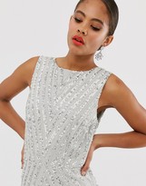 Thumbnail for your product : Maya Tall allover stripe embellished trophy maxi dress in silver