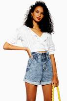 Thumbnail for your product : Topshop Womens Acid Wash Paperbag Denim Shorts - Mid Stone