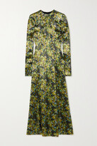 Thumbnail for your product : Victoria Beckham Open-back Printed Satin Midi Dress - Army green - UK 10