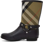 Thumbnail for your product : Burberry Black and Beige Check Biker Rain Boots