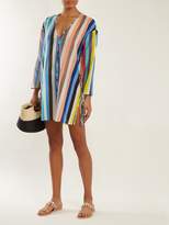 Thumbnail for your product : Diane von Furstenberg V Neck Striped Cotton Blend Dress - Womens - Blue Multi
