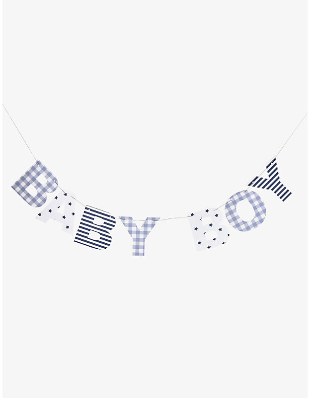 The Little White Company Blue Baby Boy Paper Bunting and Card set