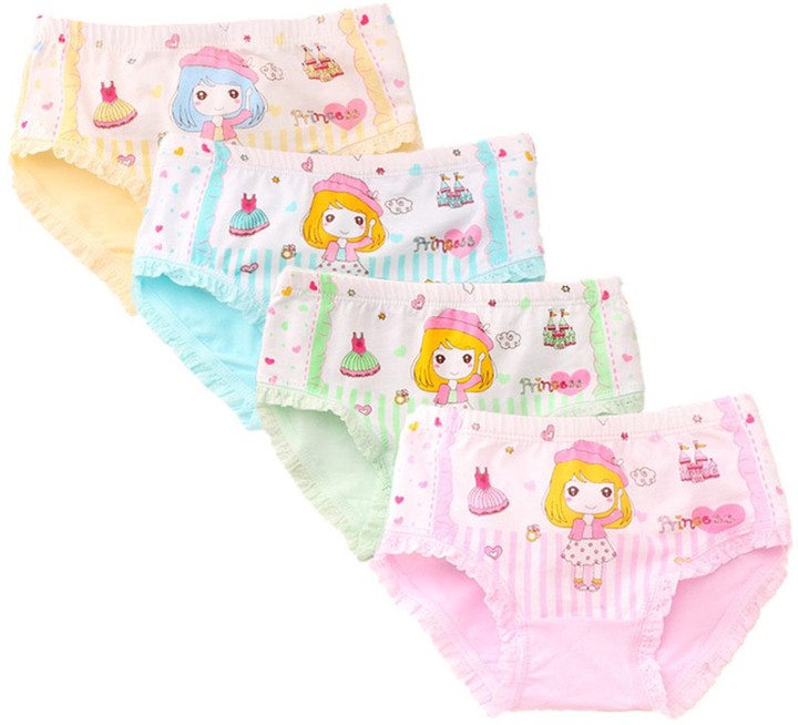 FAIRYRAIN Little Girls Kids Baby Toddler 4Pcs Princess Underwear Boxers Briefs Panties 