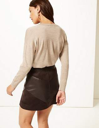 Marks and Spencer Faux Leather A-Line Mini Skirt