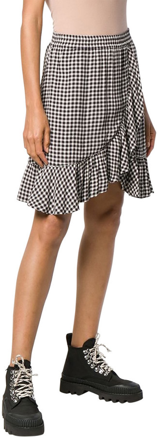 gingham wrap mini skirt