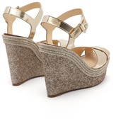 Thumbnail for your product : Christian Louboutin Almeria 120 Leather Espadrille Wedge Sandals - Gold