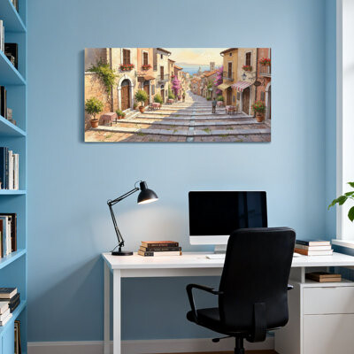 Red Barrel Studio Scenic & Cityscapes Mediterranean Street Scene With Flowers And Cafes Z251225161612195351