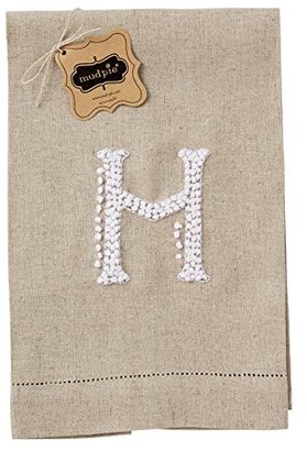 Mud Pie French Knot H Initial Towel Fingertip