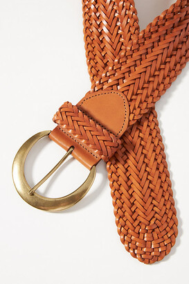 By Anthropologie Woven Leather Stretch Belt Yellow