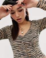 Thumbnail for your product : Motel button front blouse in zebra-Brown