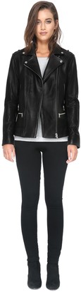 Soia & Kyo BRYONY moto leather jacket with asymmetrical zipper in black