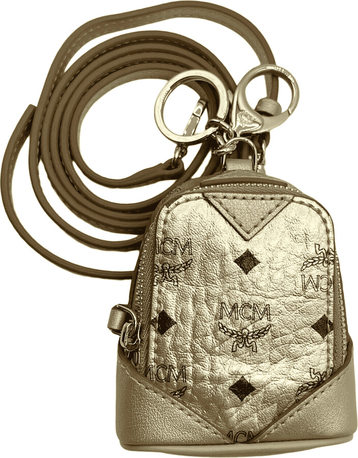 Authentic MCM Cognac Visetos Flap Pocket Top Handle bag with bag  charm/keychain