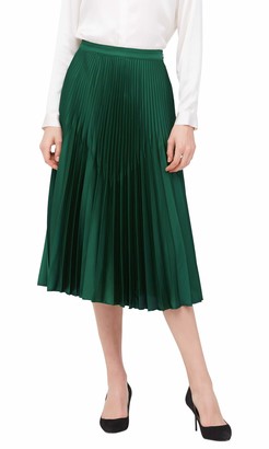 LilySilk Pleated Midi Silk Skirt for Women Long Soft Vintage Ladies Bottoms Retro Party Skirt Green Jade M