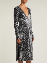 Thumbnail for your product : Halpern Zebra-pattern Sequined Dress - Blue Multi