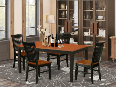 August Grove 6 - Person Counter Height Butterfly Leaf Rubberwood Solid Wood Dining Set