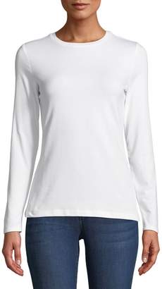 Lord & Taylor Petite Classic Long-Sleeve Stretch-Cotton Top